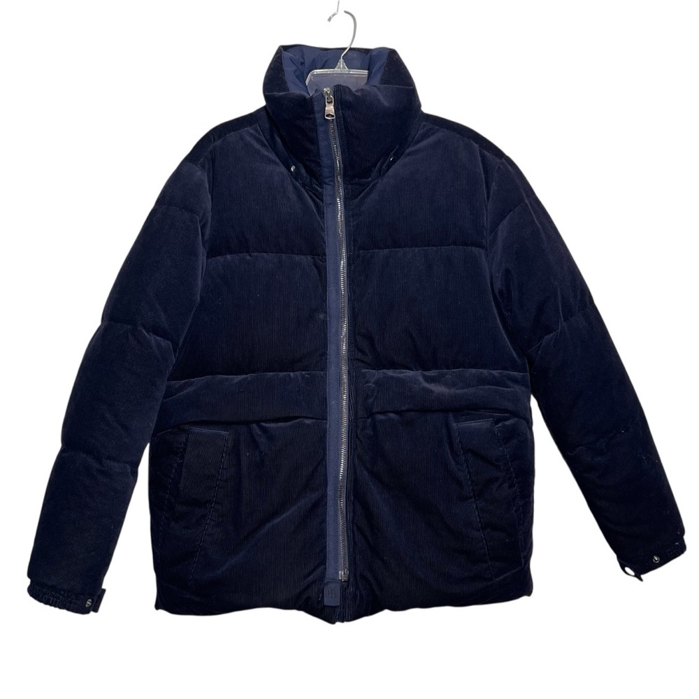 Banana Republic Corduroy Puffer Jacket Mens Size Small Navy Blue Zip Front